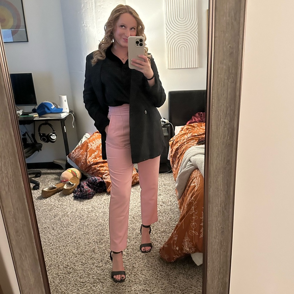 Zara High Waisted Light Pink Trousers